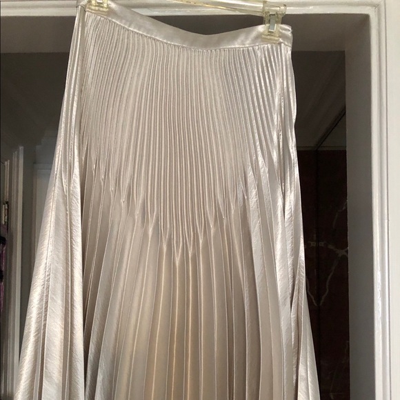 Reiss Dresses & Skirts - Reiss metallic silver midi pleats skirt